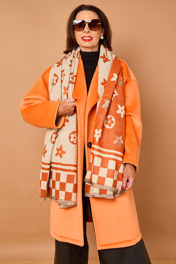 Alberto reversible scarf in orange and beige