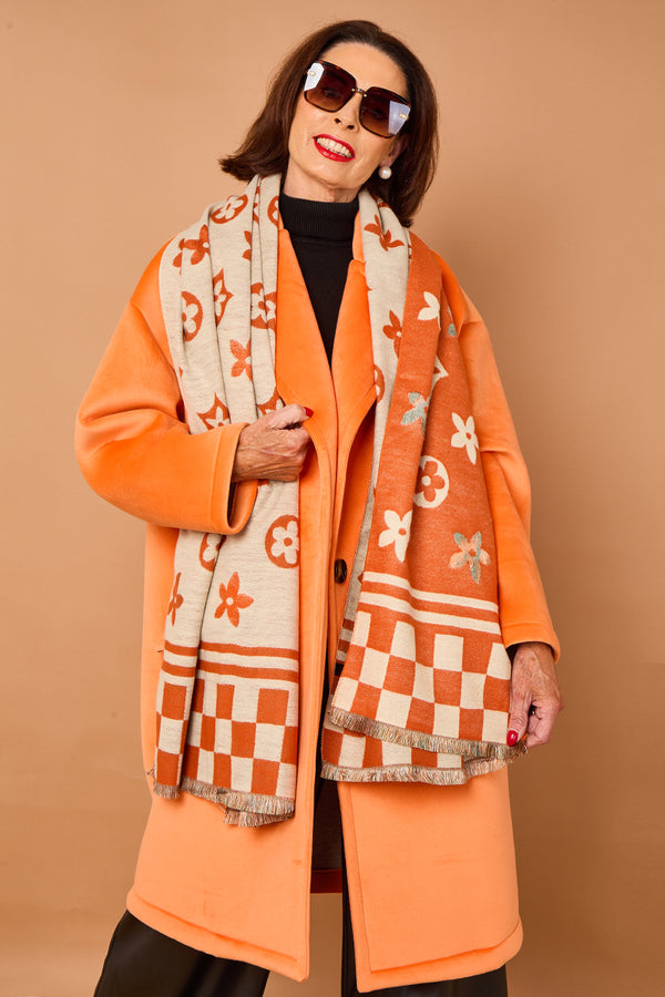 Alberto reversible scarf in orange and beige