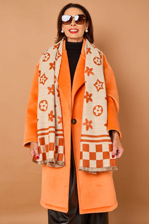 Alberto reversible scarf in orange and beige