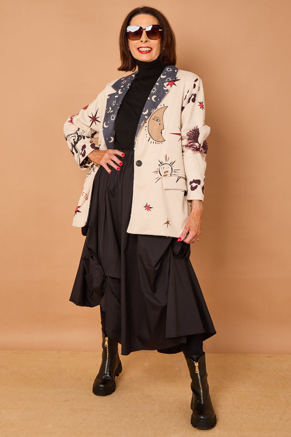 Cathy faux suede blazer in stone