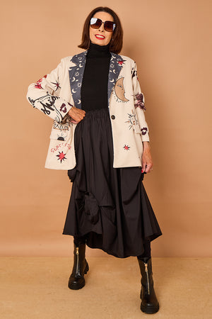 Cathy faux suede blazer in stone