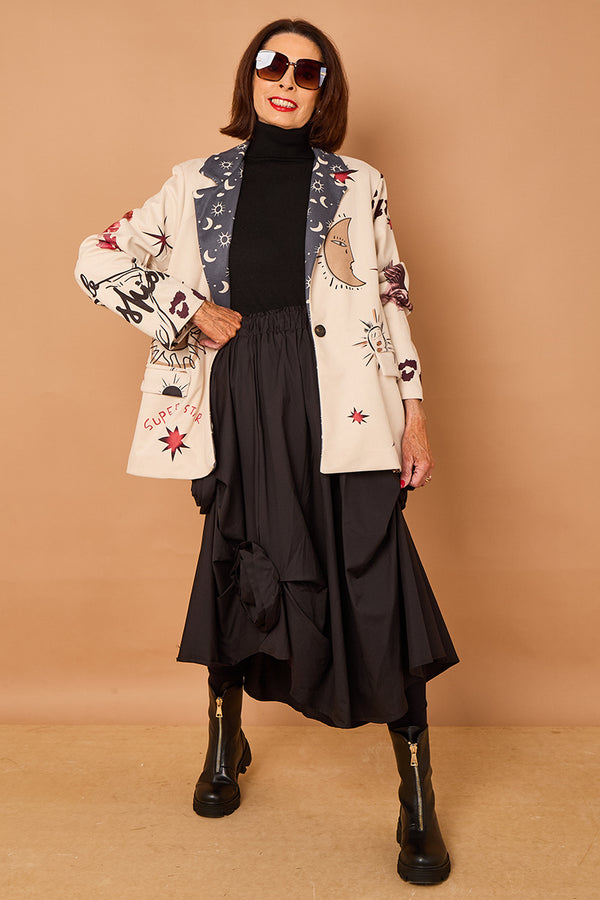 Cathy faux suede blazer in stone