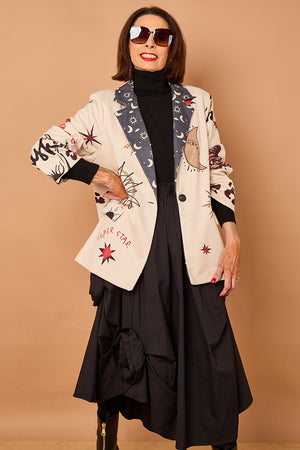 Cathy faux suede blazer in stone