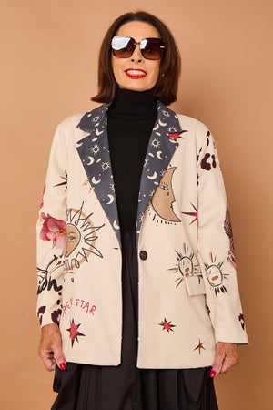 Cathy faux suede blazer in stone