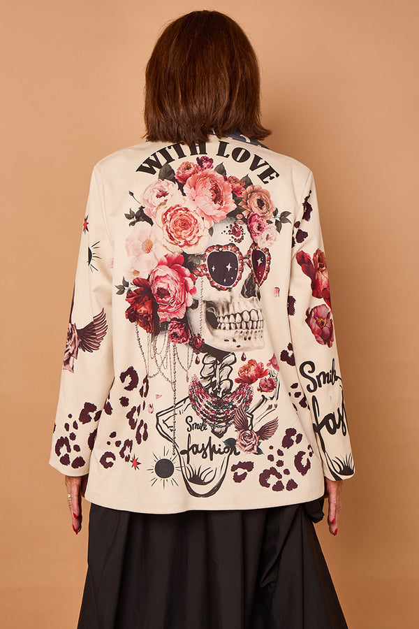 Cathy faux suede blazer in stone