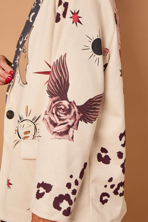 Cathy faux suede blazer in stone