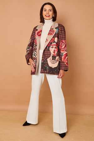 Cathy faux suede blazer in chocolate