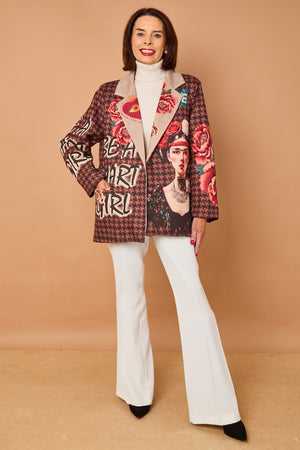 Cathy faux suede blazer in chocolate
