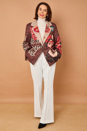 Cathy faux suede blazer in chocolate