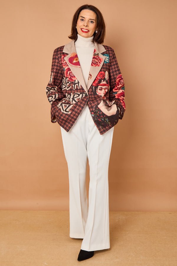 Cathy faux suede blazer in chocolate