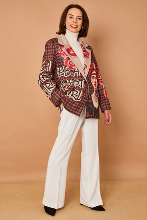 Cathy faux suede blazer in chocolate