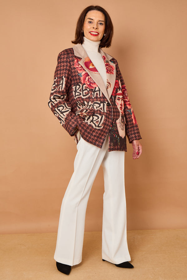 Cathy faux suede blazer in chocolate