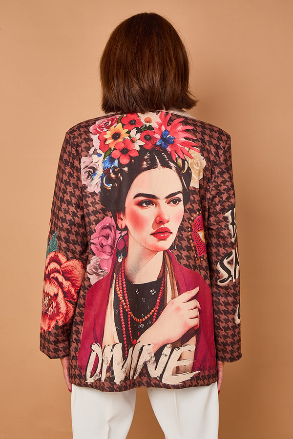 Cathy faux suede blazer in chocolate