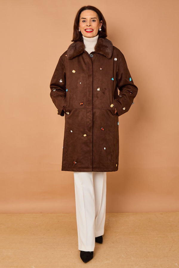 Diva Three quarter coat in Chocolate