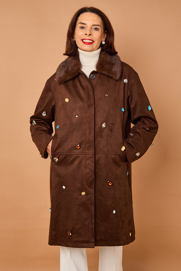 Diva Three quarter coat in Chocolate