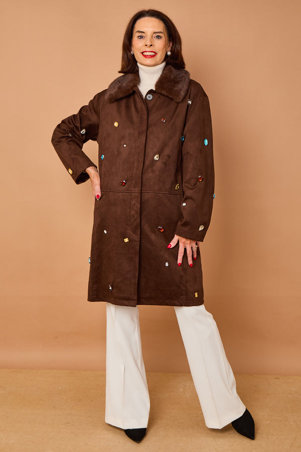 Diva Three quarter coat in Chocolate