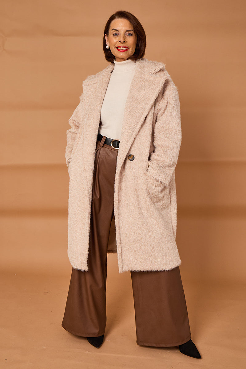 Grace three quarter coat in stone