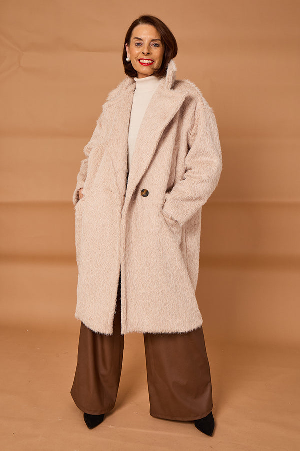 Grace three quarter coat in stone