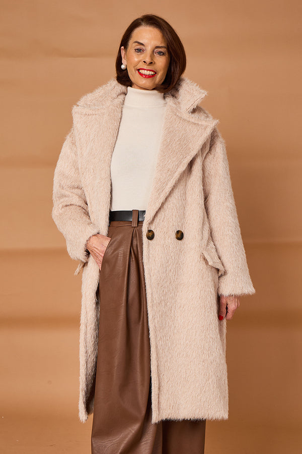 Grace three quarter coat in stone