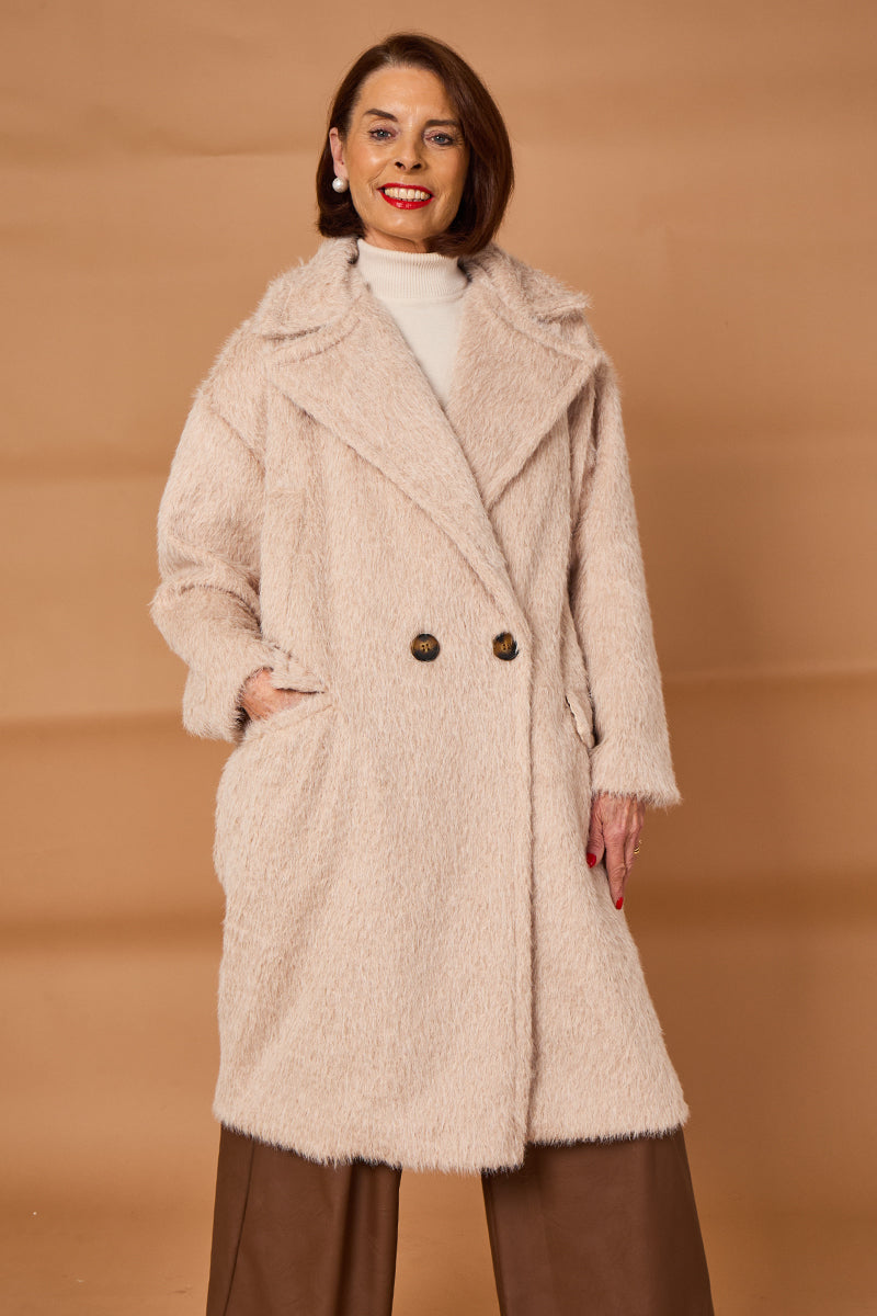 Grace three quarter coat in stone