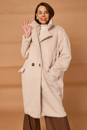 Grace three quarter coat in stone