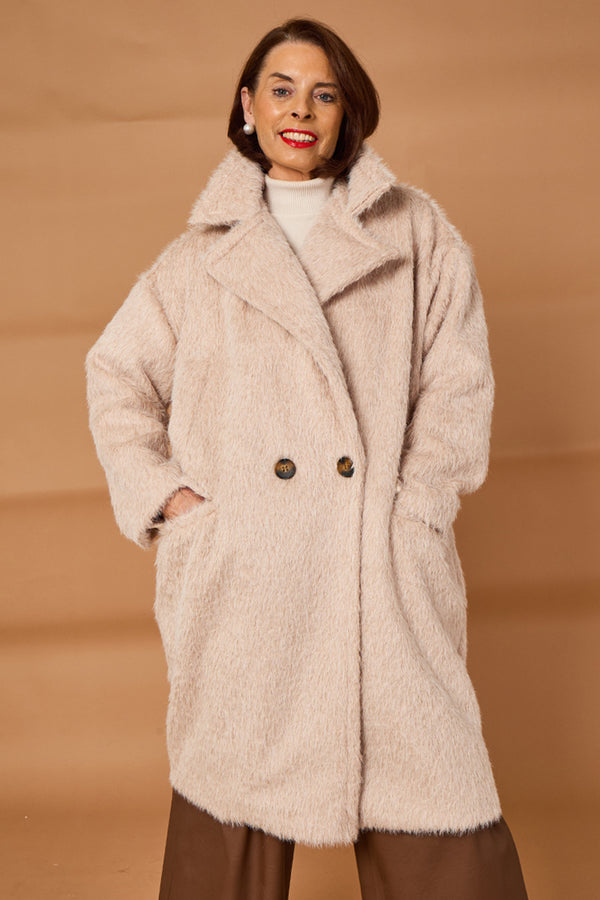 Grace three quarter coat in stone