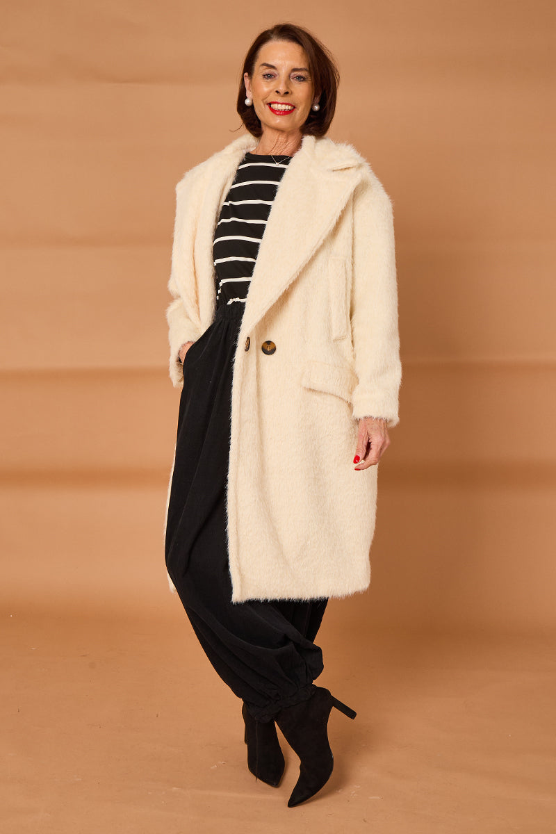 Grace three quarter coat in cream