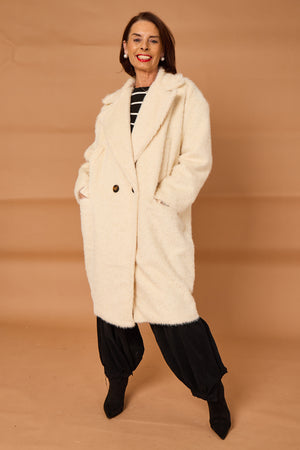 Grace three quarter coat in cream