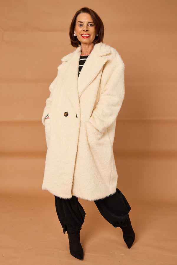 Grace three quarter coat in cream