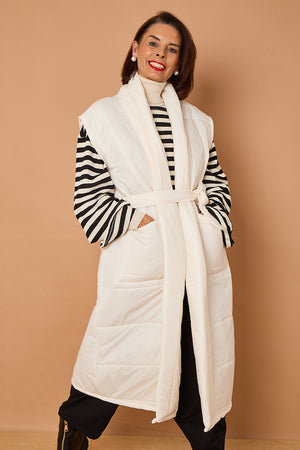 Estrella Long gilet in Cream