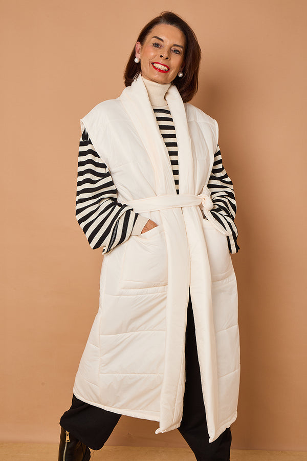 Estrella Long gilet in Cream