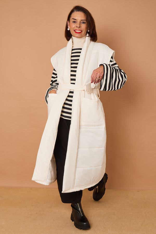 Estrella Long gilet in Cream