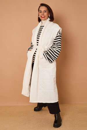 Estrella Long gilet in Cream