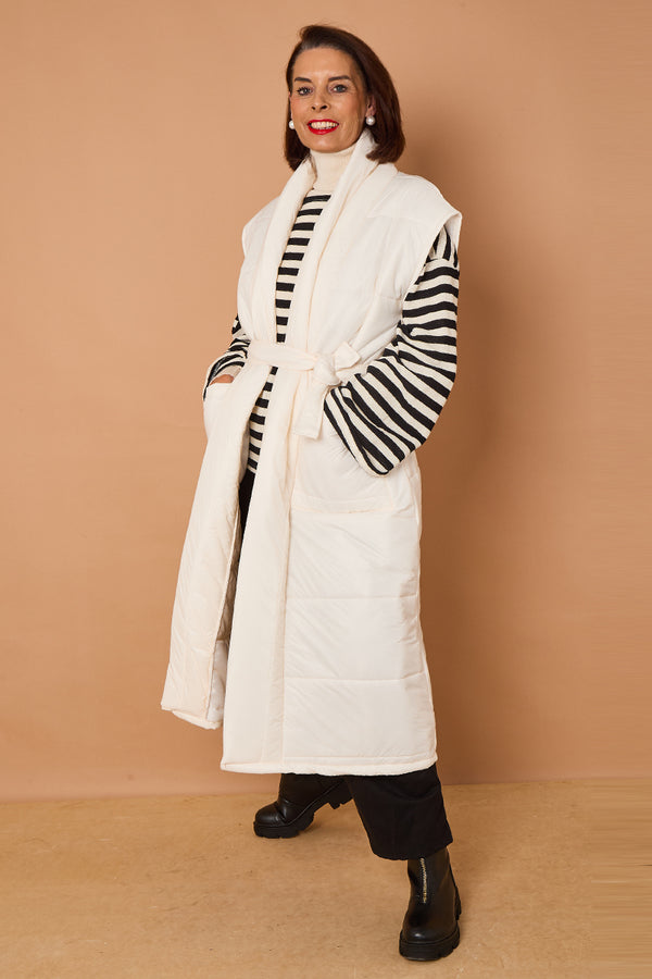 Estrella Long gilet in Cream