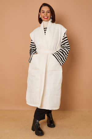 Estrella Long gilet in Cream