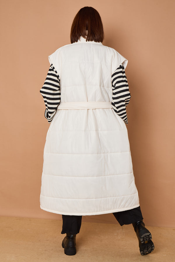 Estrella Long gilet in Cream