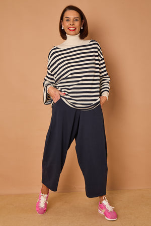 Marlo top in navy and beige