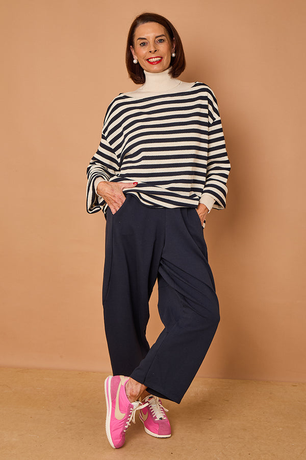 Marlo top in navy and beige