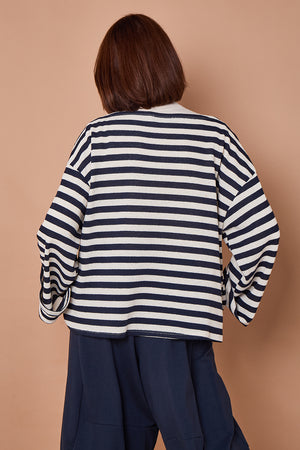 Marlo top in navy and beige
