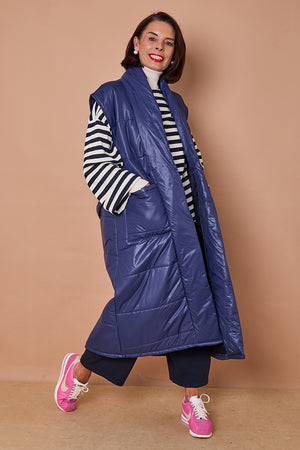 Estrella Long gilet in navy