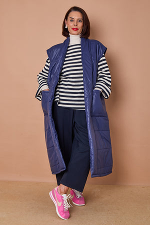 Estrella Long gilet in navy
