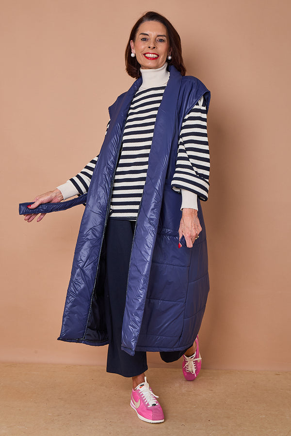 Estrella Long gilet in navy