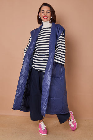 Estrella Long gilet in navy
