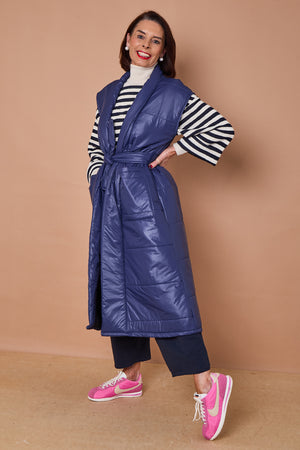 Estrella Long gilet in navy
