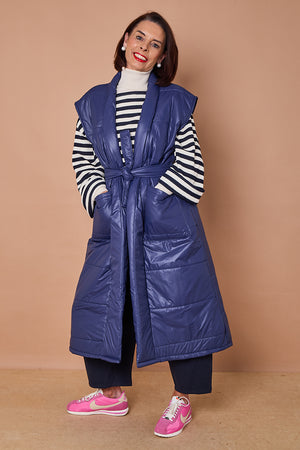 Estrella Long gilet in navy