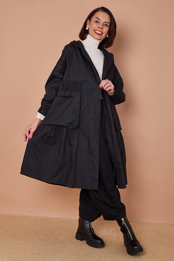 leonardo Hooded Jacket/Dress in Classic Black