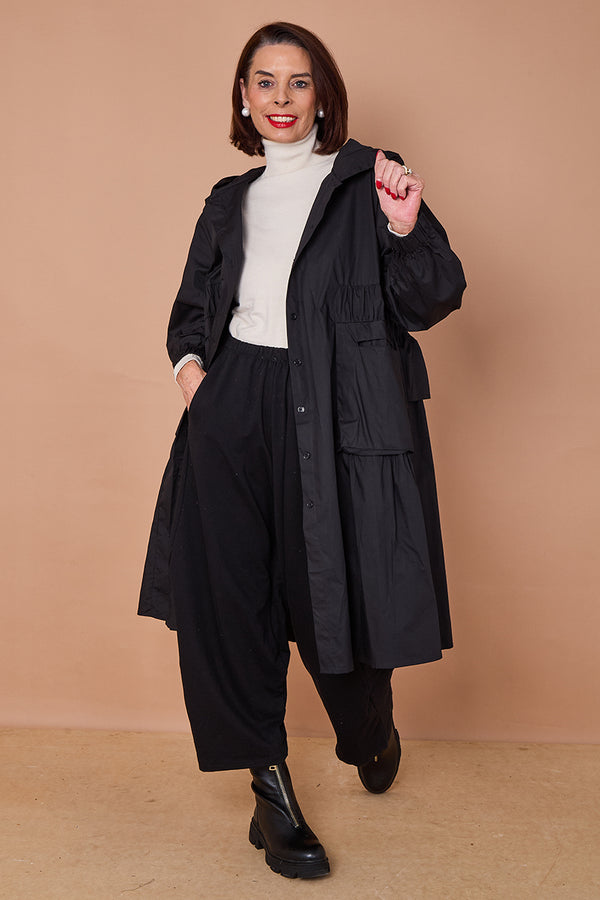 leonardo Hooded Jacket/Dress in Classic Black