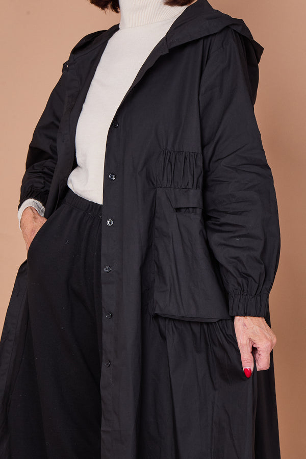 leonardo Hooded Jacket/Dress in Classic Black