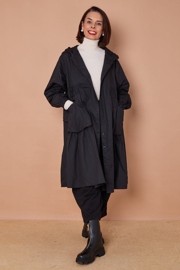 leonardo Hooded Jacket/Dress in Classic Black