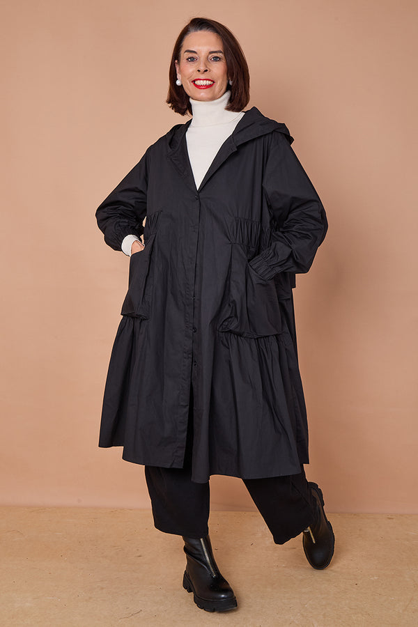 leonardo Hooded Jacket/Dress in Classic Black